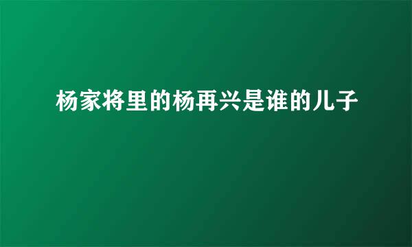 杨家将里的杨再兴是谁的儿子