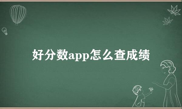 好分数app怎么查成绩