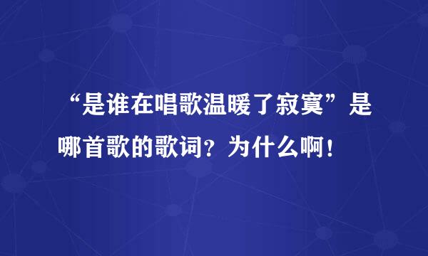 “是谁在唱歌温暖了寂寞”是哪首歌的歌词？为什么啊！