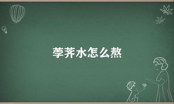 荸荠水怎么熬
