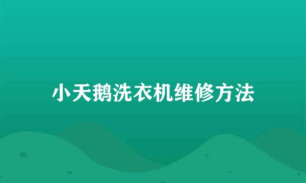 小天鹅洗衣机维修方法