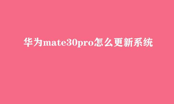 华为mate30pro怎么更新系统
