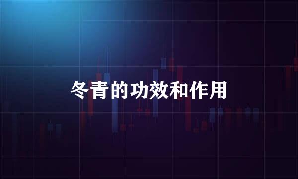 冬青的功效和作用