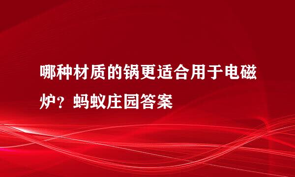 哪种材质的锅更适合用于电磁炉？蚂蚁庄园答案