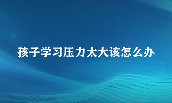 孩子学习压力太大该怎么办