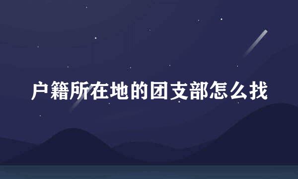 户籍所在地的团支部怎么找