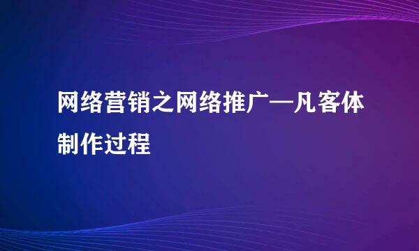 网络营销之网络推广—凡客体制作过程
