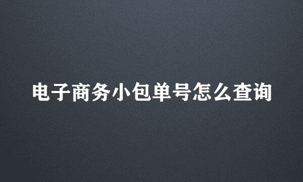 电子商务小包单号怎么查询