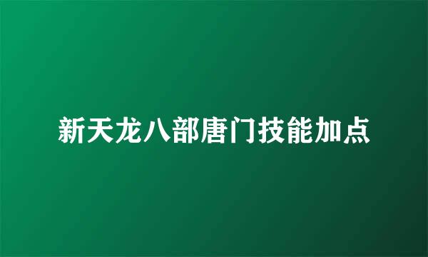 新天龙八部唐门技能加点