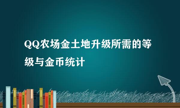 QQ农场金土地升级所需的等级与金币统计