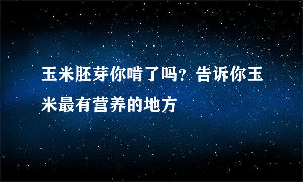 玉米胚芽你啃了吗？告诉你玉米最有营养的地方
