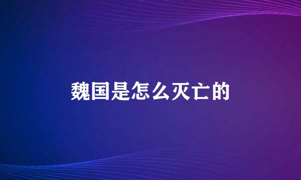 魏国是怎么灭亡的