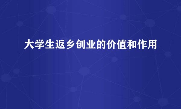 大学生返乡创业的价值和作用