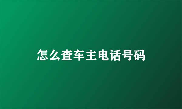 怎么查车主电话号码