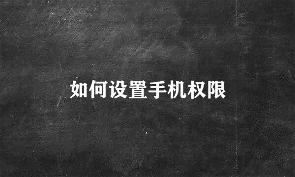 如何设置手机权限