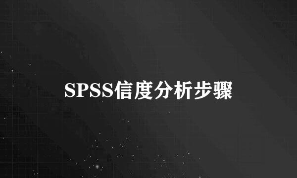 SPSS信度分析步骤