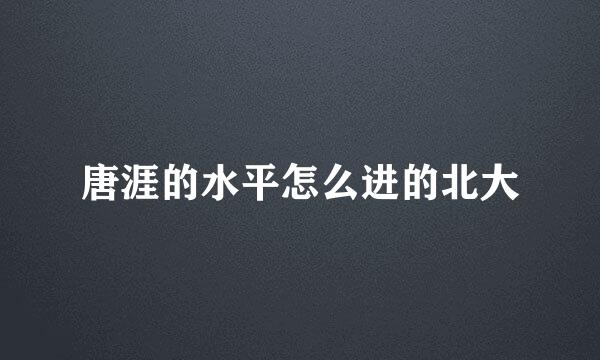 唐涯的水平怎么进的北大