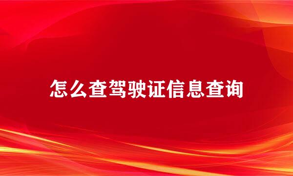 怎么查驾驶证信息查询