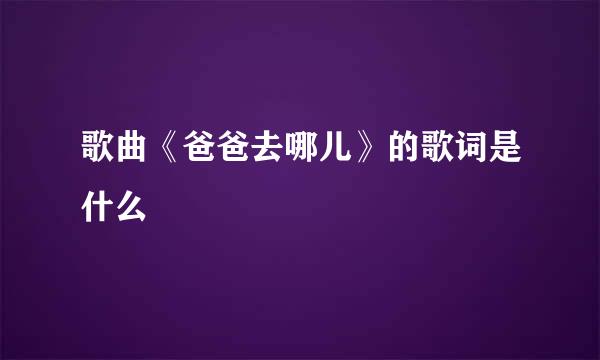 歌曲《爸爸去哪儿》的歌词是什么