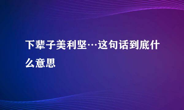 下辈子美利坚…这句话到底什么意思