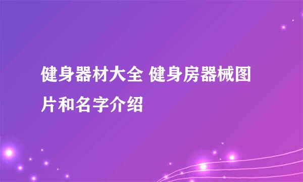 健身器材大全 健身房器械图片和名字介绍