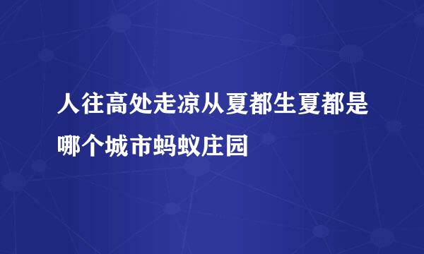人往高处走凉从夏都生夏都是哪个城市蚂蚁庄园
