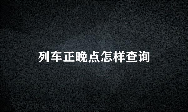 列车正晚点怎样查询
