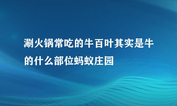 涮火锅常吃的牛百叶其实是牛的什么部位蚂蚁庄园