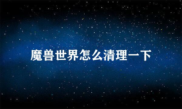 魔兽世界怎么清理一下