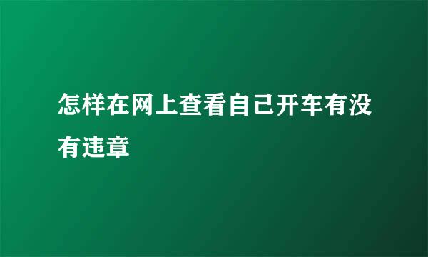 怎样在网上查看自己开车有没有违章