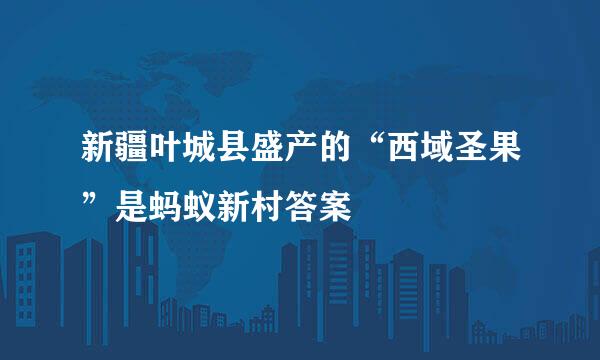 新疆叶城县盛产的“西域圣果”是蚂蚁新村答案