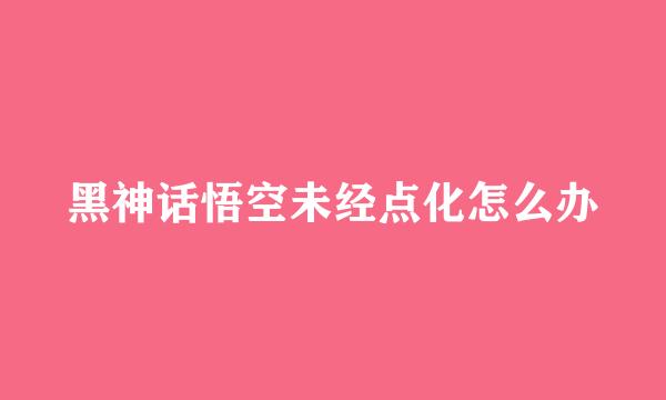 黑神话悟空未经点化怎么办