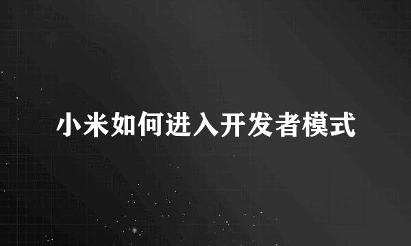小米如何进入开发者模式