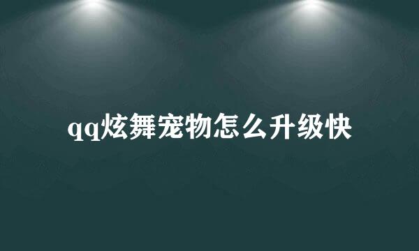 qq炫舞宠物怎么升级快