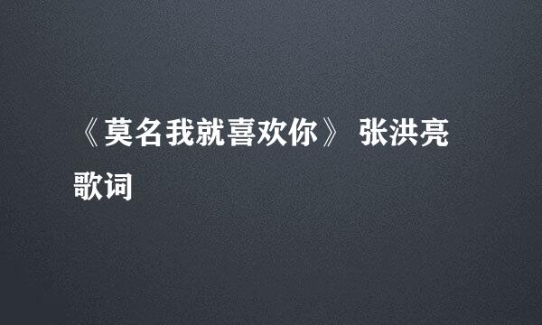 《莫名我就喜欢你》 张洪亮 歌词