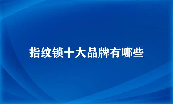 指纹锁十大品牌有哪些