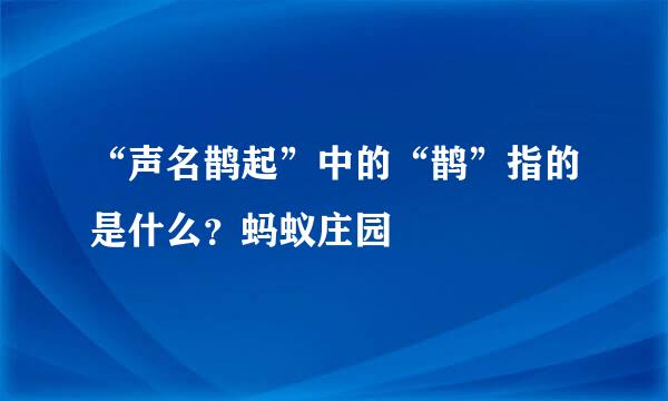 “声名鹊起”中的“鹊”指的是什么？蚂蚁庄园