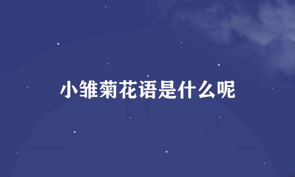 小雏菊花语是什么呢