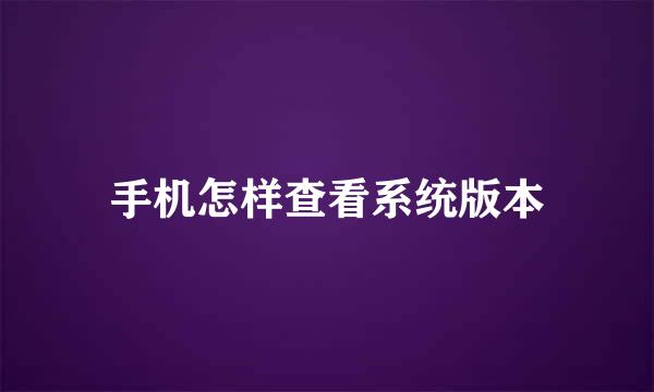 手机怎样查看系统版本