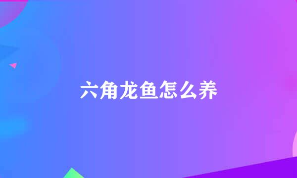 六角龙鱼怎么养