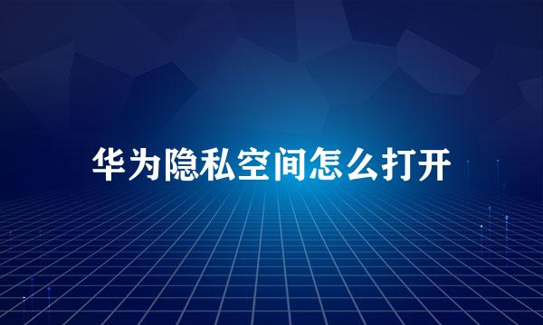 华为隐私空间怎么打开