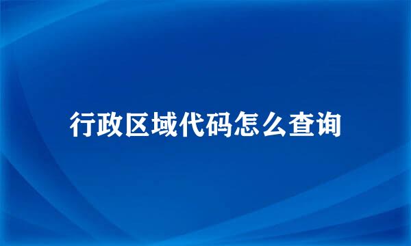 行政区域代码怎么查询
