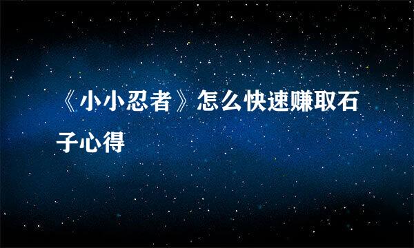 《小小忍者》怎么快速赚取石子心得