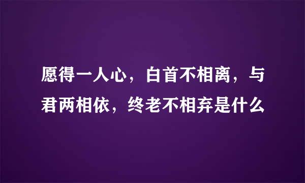 愿得一人心，白首不相离，与君两相依，终老不相弃是什么