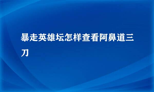 暴走英雄坛怎样查看阿鼻道三刀