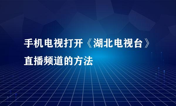 手机电视打开《湖北电视台》直播频道的方法