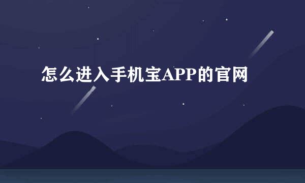 怎么进入手机宝APP的官网