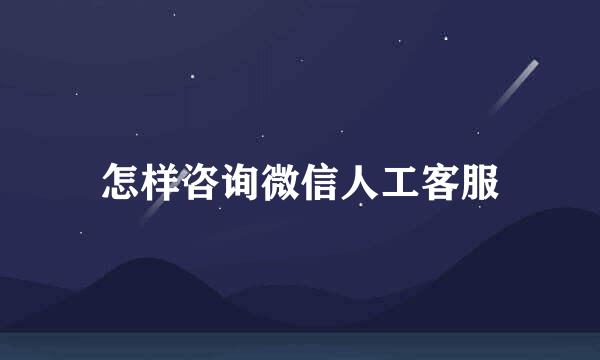 怎样咨询微信人工客服