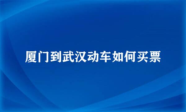 厦门到武汉动车如何买票