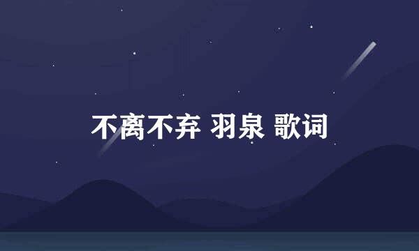 不离不弃 羽泉 歌词